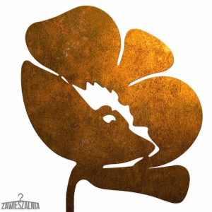 Zawieszalnia Biżuteria Ogrodowa – dekoratív rozsdás mák corten acélból XL 14×96 cm