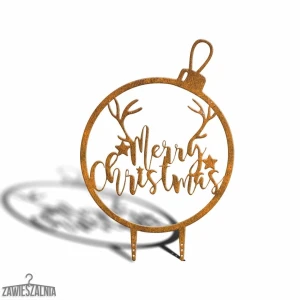 Zawieszalnia – kerti dekoráció Karácsonyi gömb Merry Christmas XL 77 cm corten acélból
