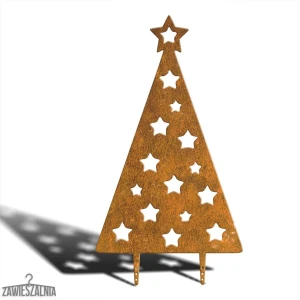 Zawieszalnia – dekoratív kerti karácsonyfa corten acélból XXL 92 cm csillagokkal