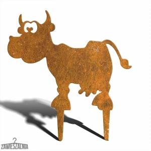 Zawieszalnia – corten acél kerti dekoráció Zosia tehénke M 39 cm