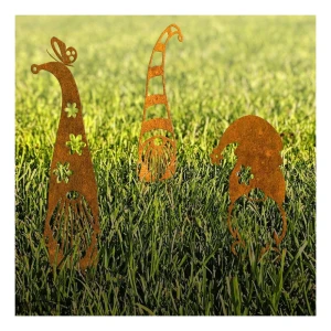 Kerti dísz Krasnal Wesołek L 21×41 cm – corten acél természetes patinával