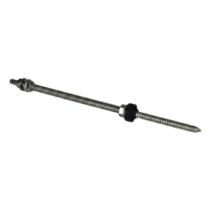 M10×300 mm A2 kettős menetes csavar PV adapterekhez és háromszögekhez, EPDM tömítőgyűrűvel