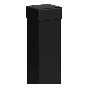 Kerítésoszlop acél 80×80 mm fekete RAL 9005 – 2,0 m záró kupakkal
