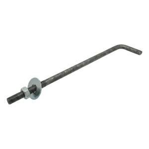 Hajlított L típusú csavaros kötőelem (talpszelemen-horgony) M16 × 450 mm, fekete