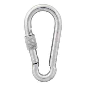 Csavaros karabinerhorog horganyzott 5×50 mm – biztosító anya, DIN 5299 D