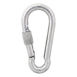 Csavaros karabinerhorog horganyzott 7×70 mm – biztosító anyával, DIN 5299 D