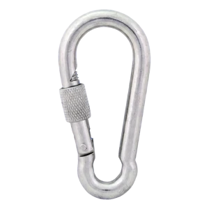 Horganyzott csavaros karabinerhorog 10×100 mm – biztosítóanya, DIN 5299 D