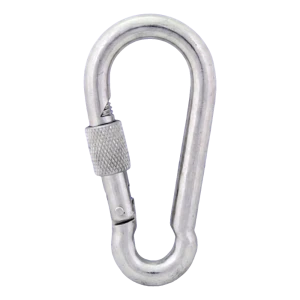 Csavaros karabinerhorog, horganyzott, 13×160 mm – biztosítóanyával, DIN 5299 D