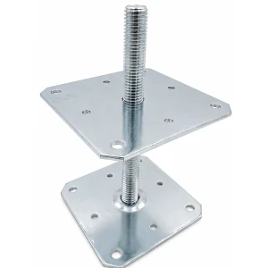 Állítható oszloptartó 160×160 mm, M24 menet – 250 mm magasság, horganyzott