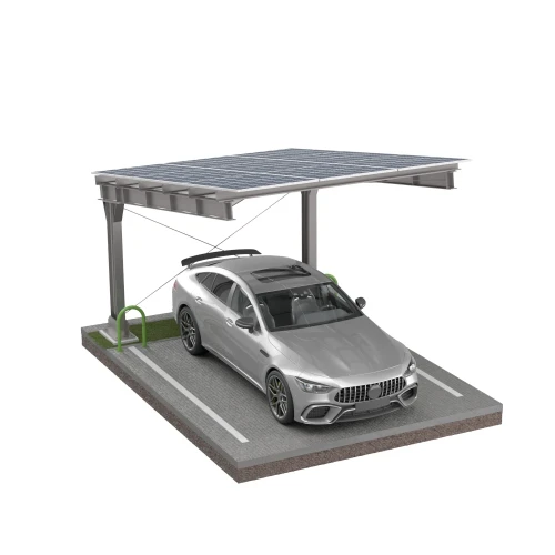 Fotovoltaikus Autóbeálló fészer 1 jármű részére L 5,7m x 3,3m Napelemes kocsibeálló GPV-101-06