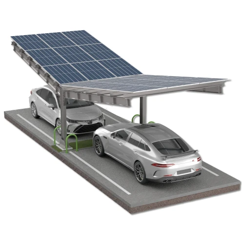 Fotovoltaikus Autóbeálló fészer 2 jármű részére T 11,4m x 3,3m Napelemes kocsibeálló GPV-101-08