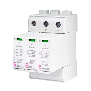 ETI túlfeszültség-levezető PV DC Típus 1+2 (B+C osztály) 1100V 3P 20kA 3,8kV