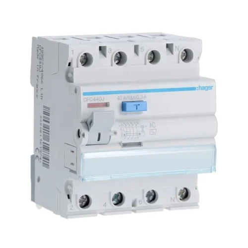 Fennmaradó áramú megszakító 3P+N 40A 300mA AC típus CFC440J HAGER GPV-401-43