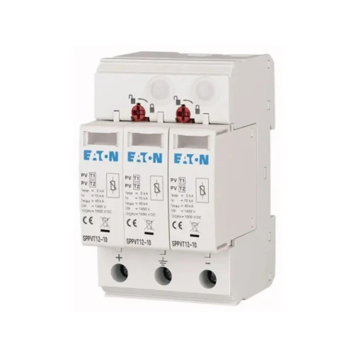 Túlfeszültség levezető PV DC típus 1+2 (B+C) 1000V 2P+N 15kA 3,7kV SPPVT12-10-2+PE 177256 EATON GPV-401-44