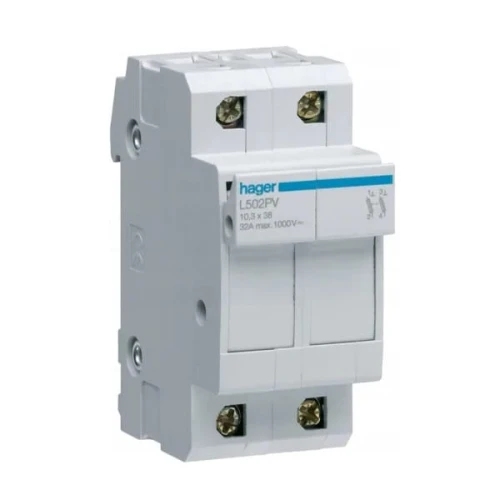 Biztosíték alap PV 2P 32A 10x38 mm L502PV HAGER GPV-401-45