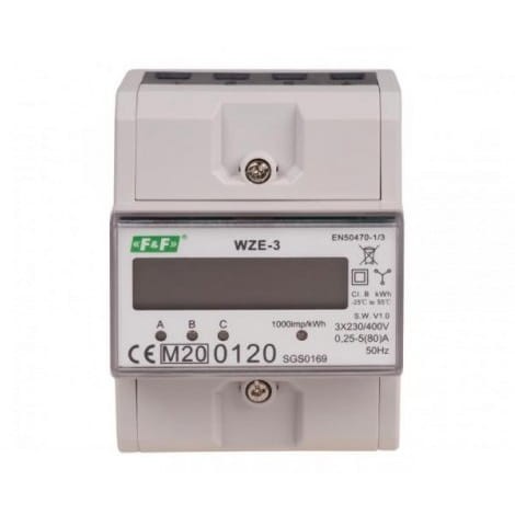 Elektromos fogyasztásmérő 3 fázisú 80A MID WZE-3 F&F FILIPOWSKI GPV-401-77