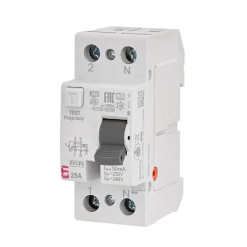 Fennmaradó áramú megszakító 2P 25A 30mA AC típus EFI6-P2 AC 25/0.03 002061251 ETI GPV-401-104