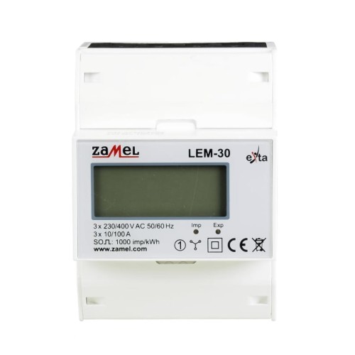 Elektromos fogyasztásmérő 3 fázisú 100A LCD LEM-30 ZAMEL GPV-401-109