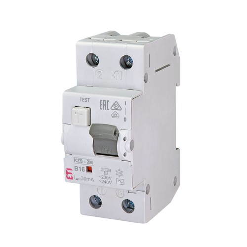 ETI maradóáramú kapcsoló túláramkomponenssel B 16A 1P+N 30mA AC típusú 16A 1P+N 30mA AC típus GPV-401-173