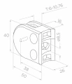 Üvegfogó 50x40x26 mm csappal, üveg 6-10,76 mm, AISI 304, 42,4 mm rendszer, szatén 000-265 (3)
