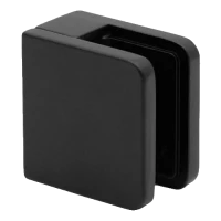 Pontrögzítő üveghez 45x45x26 mm, fekete, üveg 6-10,76 mm, zamak, sík rendszer, festett