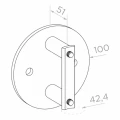 Oszlop oldalsó rögzítése fi 42,4 mm csőhöz fi 100 mm AISI 304 szatén 000-299 (2)