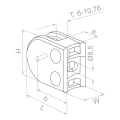 Üvegfogó 50x40x26 mm pinnel, üveg 6-10,76 mm, AISI 304, 42,4 rendszer, fényes 000-264 (3)