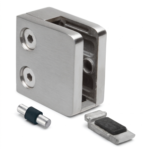 Üvegfogó 6-10,76 mm 45x45x26 mm konzol és pin AISI 304 sík rendszer fényes