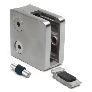 Üvegrögzítő 6-10,76 mm 45x45x26 mm pin AISI 304 rendszer 42,4 mm szatén