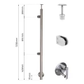 Bal oldali végoszlop ø42,4x1230mm AISI304 oldalsó rögzítés szatén 000-525 (2)