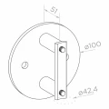 Bal oldali végoszlop ø42,4x1230mm AISI304 oldalsó rögzítés szatén 000-525 (5)
