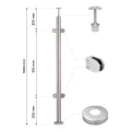 Sarok korlátstub üveghez fi 42,4x1060/1102,4mm 4 tartóval csiszolt 000-559 (2)