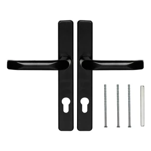 Fekete ajtókilincs téglalap alakú pajzzsal 90 mm – alumínium/cinkötvözet H247