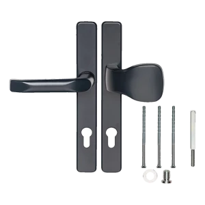 Ajtókilincs pajzszsal és fogantyúval 90 mm – antracit, téglalap alakú fedőlemez