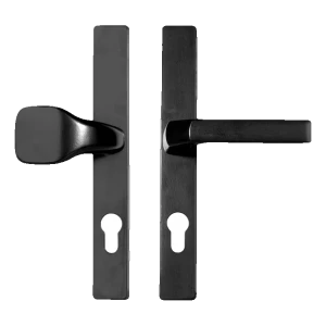 Ajtó pajzs fogantyúval és gombbal 72 mm fekete – acél, porszórt