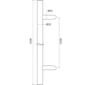 Egyoldalas kerek ajtófogantyú ø32 × 1200 mm – AISI 304 acél, szatinált, 45° rögzítés 000-719 (4)