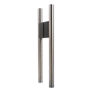 Kétoldali kerek ajtófogantyú 30x500 mm – AISI 304 rozsdamentes acél, fekete konzol