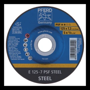 PFERD E 125-7 PSF STEEL – acél csiszoló tárcsa 125 × 7,2 mm (10 db-os kiszerelés)