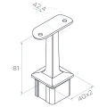 PSG korlátposta tartó rozsdamentes korláthoz 42,4 mm, 40x40 mm oszlophoz – ragasztott, szatén 001-046 (2)