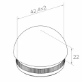 Kozza ellipszoidális beütős végzáró 42,4 mm korlát csőhöz – AISI 304 rozsdamentes acél szatén 001-095 (2)
