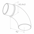 Zárt könyökelem korláthoz 42,4 mm-es csőhöz – rozsdamentes acél AISI 304 szatén 001-102 (2)