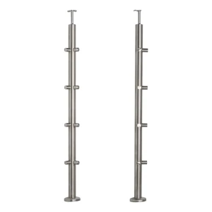 PSG sarok korlátoszlop rozsdamentes acél AISI 304 ø42,4 mm H1060 mm ø12 mm-es rudakhoz való tartókkal