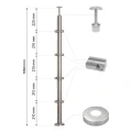 PSG sarok korlátoszlop rozsdamentes acél AISI 304 ø42,4 mm H1060 mm ø12 mm-es rudakhoz való tartókkal 001-206 (2)
